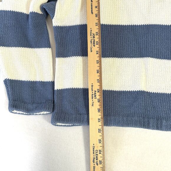 CALVIN KLEIN SPORT Cotton Sweater Boat Neck Blue White Striped Boxy Fit - Picture 4 of 6
